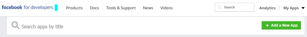 Facebook add a new app button