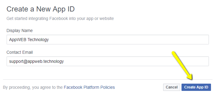 Facebook Create App ID