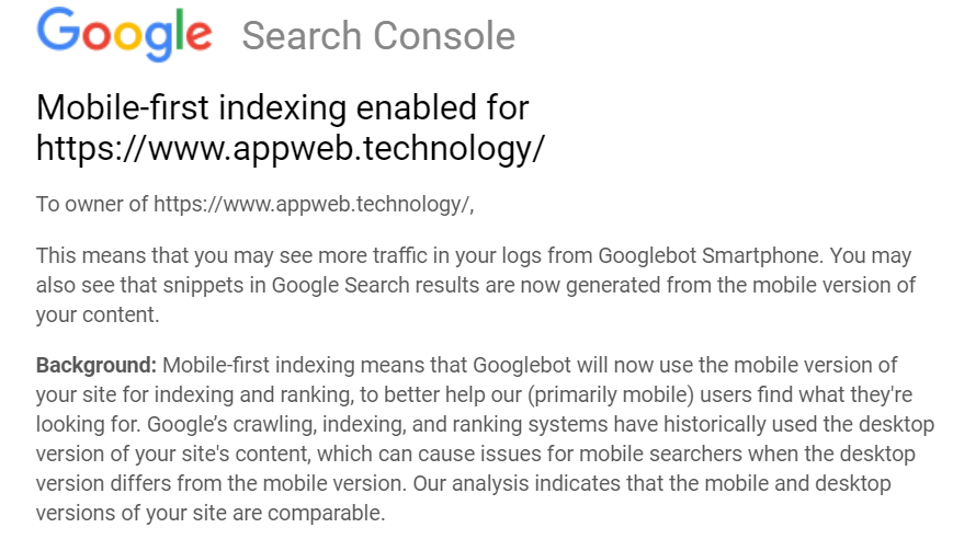 mobile-first indexing enabled